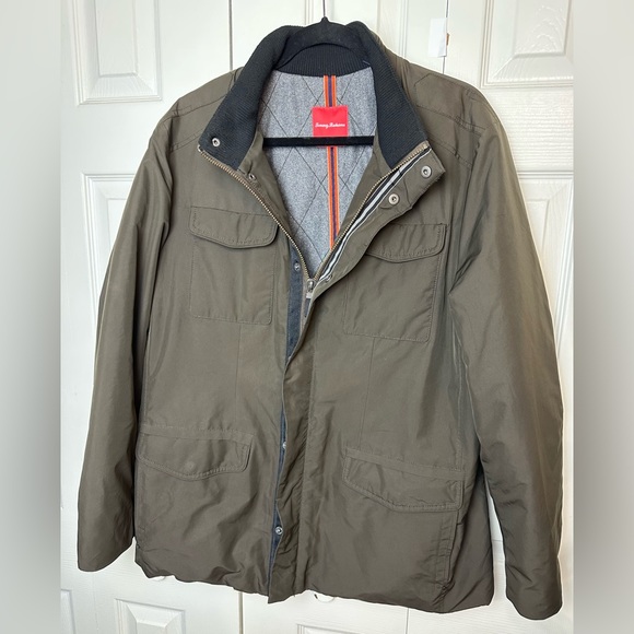 TOMMY BAHAMA Urban Paradise Field Jacket Coat Green Brown Pockets Waterproof - Picture 2 of 16